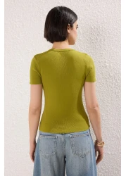  Collection Oil Green Bicycle Neck Knitwear Thin Blouse Twoss25Bz00300