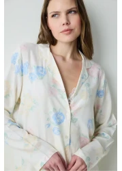 Penti Marina Chally Shirt Pants Ecru Pajama Set