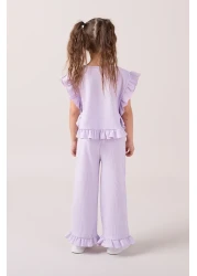 Minipodyum Girl's Frilly Waffle Summer Double Set