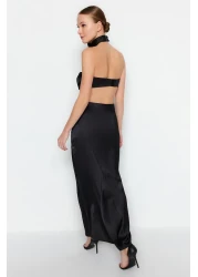  Collection Satin Woven Black Long Skirt - TPRAW24ET00040