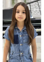 yns coolstar New Season Girl's Pocket Front Button Short Sleeve Cotton Denim Jeans Dress