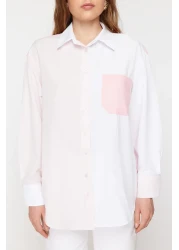  Collection Pink Color Blocked Oversize Wide Fit Woven Shirt TWOSS24GO00136