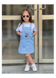 yns coolstar minnie embroidery Jeans Adjustable Strap Gilet / Denim Dress