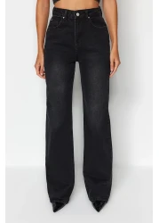  Collection Black High Waist Wide Leg Wide Leg Jeans Twoaw24Je00074