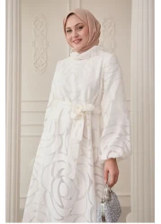 InStyle Tulle Balloon Sleeve White Dress