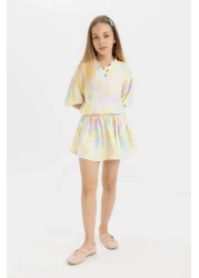 Defacto Girls' 2-Piece Set Belmando Patterned Blouse Skirt C5353A824Hs