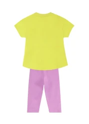 Denokids Unicorn Patterned Girl's Summer T-shirt and Lilac Leggings Set