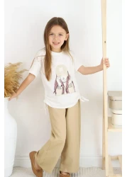 Çocuksan Baby&Kids Wear طقم نادل للفتيات بعمر 7 سنوات - بيج، مطبوع عليه فتاة