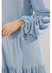  Modest Blue Sleeve Detail Knitted Dress Tctss25Eb00046