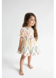 Magu فستان قطني مبطن بنمط إكرو للفتيات