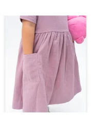 Zelhankids فستان موسلين للفتيات مكون من قطعتين