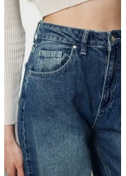  Collection High Waist Extra Wide Leg Dark Blue Palazzo Jeans - Twoss23Je00286