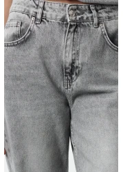  Collection بنطلون جينز رمادي عالي الخصر وواسع الساقين TWOAW25JE00178