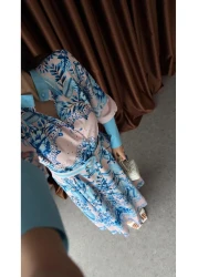 HAZELANNA فستان مستورد بأصفاد كبيرة باللون الأزرق