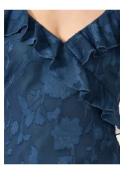 Styli فستان ماكسي بتصميم A مع تفاصيل كشكشة وحمالات