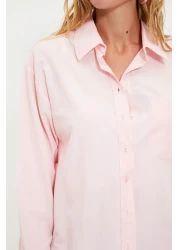  Collection Pink Single Pocket Boyfriend/Wide Fit Cotton Woven Shirt TWOAW20GO0115