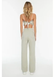  Collection جيب حجري مفصل عالي الخصر واسع الساق جينز TWOAW22JE0595