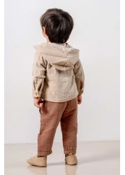 bombe طقم مريح بغطاء للرأس من قطن المنك للأطفال الرضع مكون من 3 قطع، طقم علوي وسفلي عصري