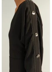  Collection Limited Edition Black A-Line Woven Dress with Stitching Detail TWOAW24EL00866