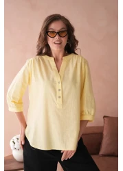 Park Karon بلوزة منسوجة بأزرار على شكل حرف V