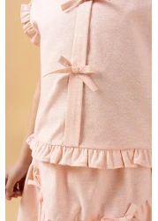 Minipodyum طقم صيفي مكون من قطعتين بتنورة بالون للفتيات مع تفاصيل فيونكة