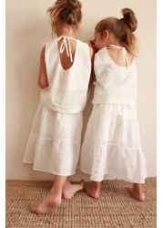 Oh La La Koala For Little Ones White Embroidered Back Tie Girl's Suit