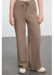  Collection Mink Colored Wide Leg Ribbed Trousers - TWOAW25PL00017