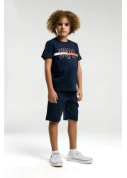 U.S. Polo Assn. قاعدة. بولو أسن. بدلة برمودا للأولاد باللون الأزرق الداكن