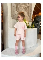 Next Baby طقم علوي من Laciel Paris من التول الوردي الناعم مع شورت بأكمام قصيرة