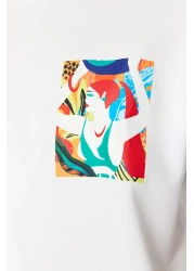  Collection تي شيرت محبوك برقبة دائرية من إكرو - 100% قطن، مقاس واسع TWOSS23TS00369