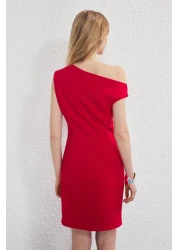  Collection Red Fitted Mini Woven Dress Twoss25El00766 Twoss25El00766