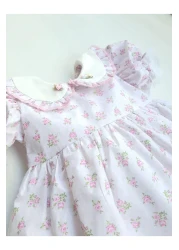 ikokokids Pink Flower Detailed Baby Collar Dress