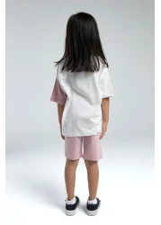 U.S. Polo Assn. بدلة برمودا وردية للبنات