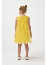Minipodyum Girl's Bow Tulle Summer Birthday Special Occasion Dress