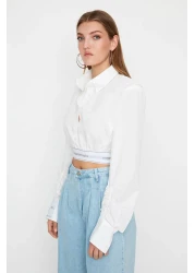  Collection قميص قصير من البوبلين الأبيض من Sagaza Studio - TPRSS22GO00006