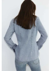 H&M قميص جينز بخصر مدبب