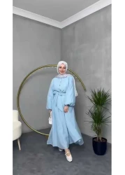 QUAWEAR طقم قميص وتنورة مبطنة بياقة قميص وأكمام بالونية ومجموعة مكونة من قطعتين