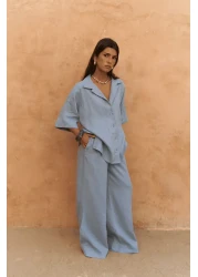 BOHEMAİ Baron Blue Linen Shirt Pants Suit