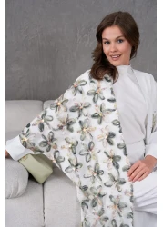 Miss Allos طقم كيمونو وبنطلون نسائي من الأمام مزين بزهرة التول ومطرز بالأحجار