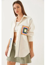 Bianco Lucci Women's Embroidery Detailed Stitched Shirt 60351009