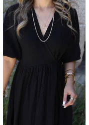 bytugcekaya Black Muslin Tie-Up Long Dress