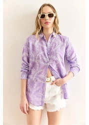 Olalook Women's Lilac Geometric Scallop Detailed Shirt Gml-19001324