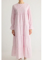  Modest Light Pink Lined Floral Woven Terrycotton Dress Tctss21El3441