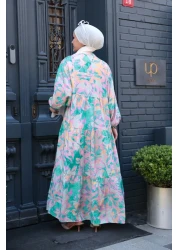 LOCCO Women's Pastel Mosaic Pattern Dress Green