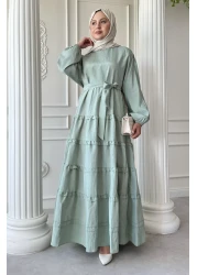 InStyle Skirt Layer Ruffle Detail Modal Mint Green Dress