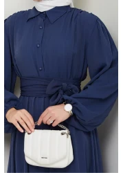 Bestenur فستان بحزام من Alser 1468 - أزرق داكن