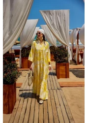 LOCCO Women's Mixed Pattern Dress Yellow