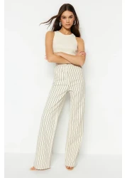  Collection جينز متعدد الألوان مخطط عالي الخصر واسع الساق TWOSS23JE00247