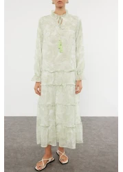  Modest Khaki Woven Chiffon Floral Print Dress Tctss24Eb00281