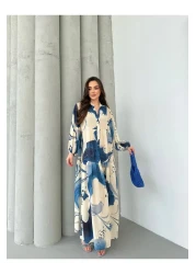 PREMİER VİE Hijab New Season Blue Color Viscose Dress